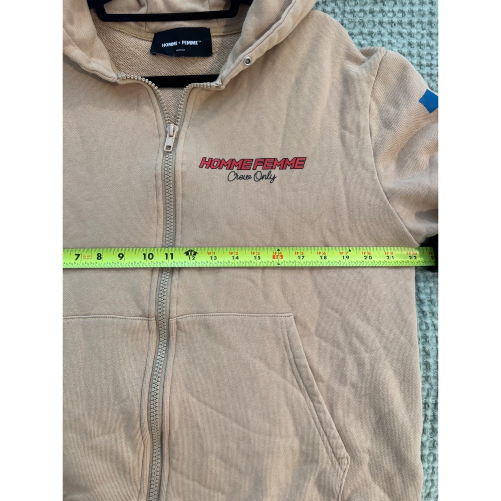 Homme Femme 500 Racing Zip Up Hoodie Tan Mens Medium Checkerboard Streetwear - Picture 11 of 12